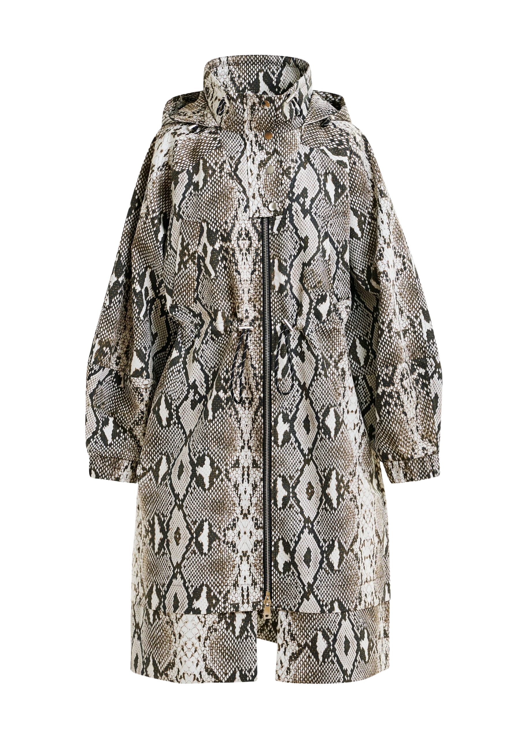 Essentiel Antwerp Green, beige and black oversized hooded raincoat Coat
