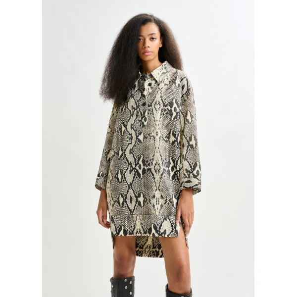 beige and black snakeprint minidress - Essentiel Antwerp Dresses - Colorful Belgian Design - Shop at Luxury Shoes 