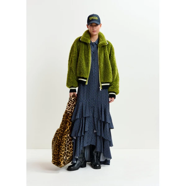 black and white oversized faux shearling bomber jacket - Essentiel Antwerp Jackets - Colorful Belgian Design - Shop at Luxury Shoes 