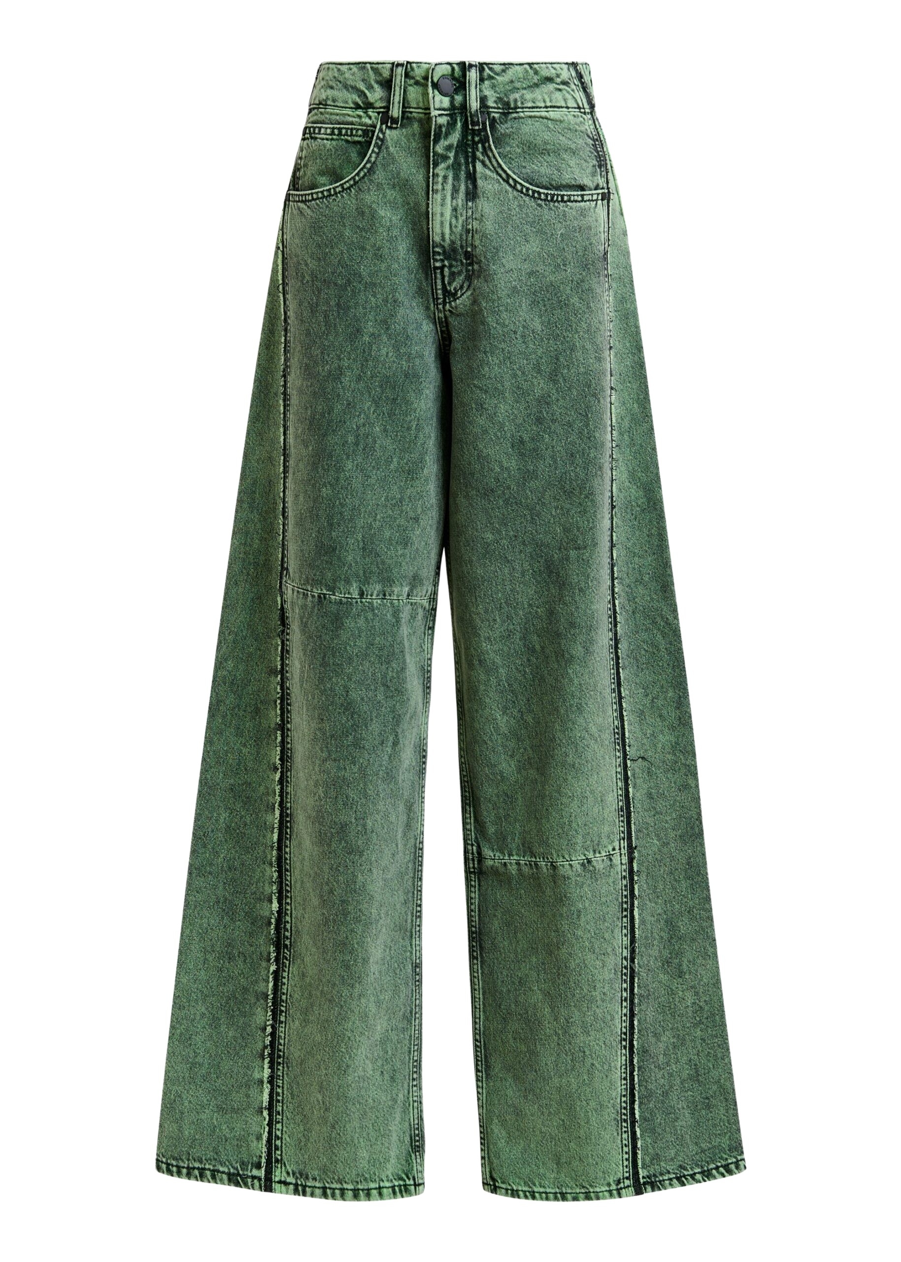 Essentiel Antwerp Green overdye wide-leg contrast panel jeans - Essentiel Antwerp Pants - Colorful Belgian Design - Shop at Luxury Shoes 