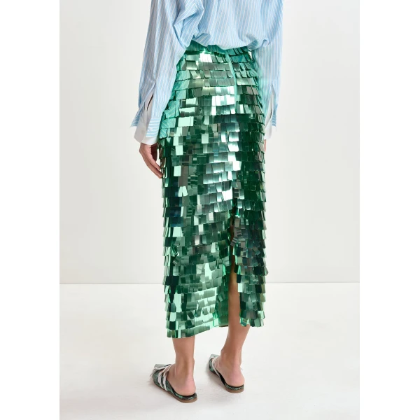 Essentiel Antwerp Green pencil skirt with sequin embellishments - Essentiel Antwerp Skirts - Colorful Belgian Design - Shop at Luxury Shoes 