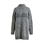 Essentiel Antwerp Grey and black wool-blend sweater with fringe details - Essentiel Antwerp Knitwear - Colorful Belgian Design - Shop at Luxury Shoes 