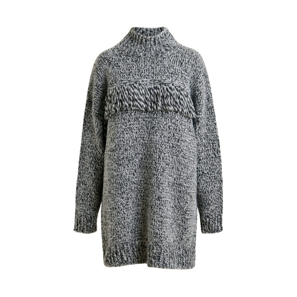 Essentiel Antwerp Grey and black wool-blend sweater with fringe details - Essentiel Antwerp Knitwear - Colorful Belgian Design - Shop at Luxury Shoes 