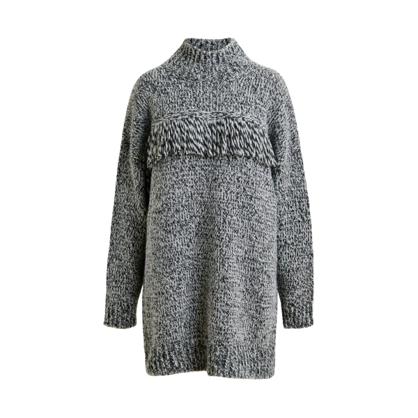 Essentiel Antwerp Grey and black wool-blend sweater with fringe details - Essentiel Antwerp Knitwear - Colorful Belgian Design - Shop at Luxury Shoes 
