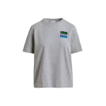 Essentiel Antwerp Grey and multicolor cotton T-shirt with sequin embroidery - Essentiel Antwerp Shirts - Colorful Belgian Design - Shop at Luxury Shoes 