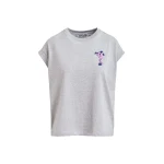 Essentiel Antwerp Grey cotton T-shirt with bead embroidery - Essentiel Antwerp Shirts - Colorful Belgian Design - Shop at Luxury Shoes 