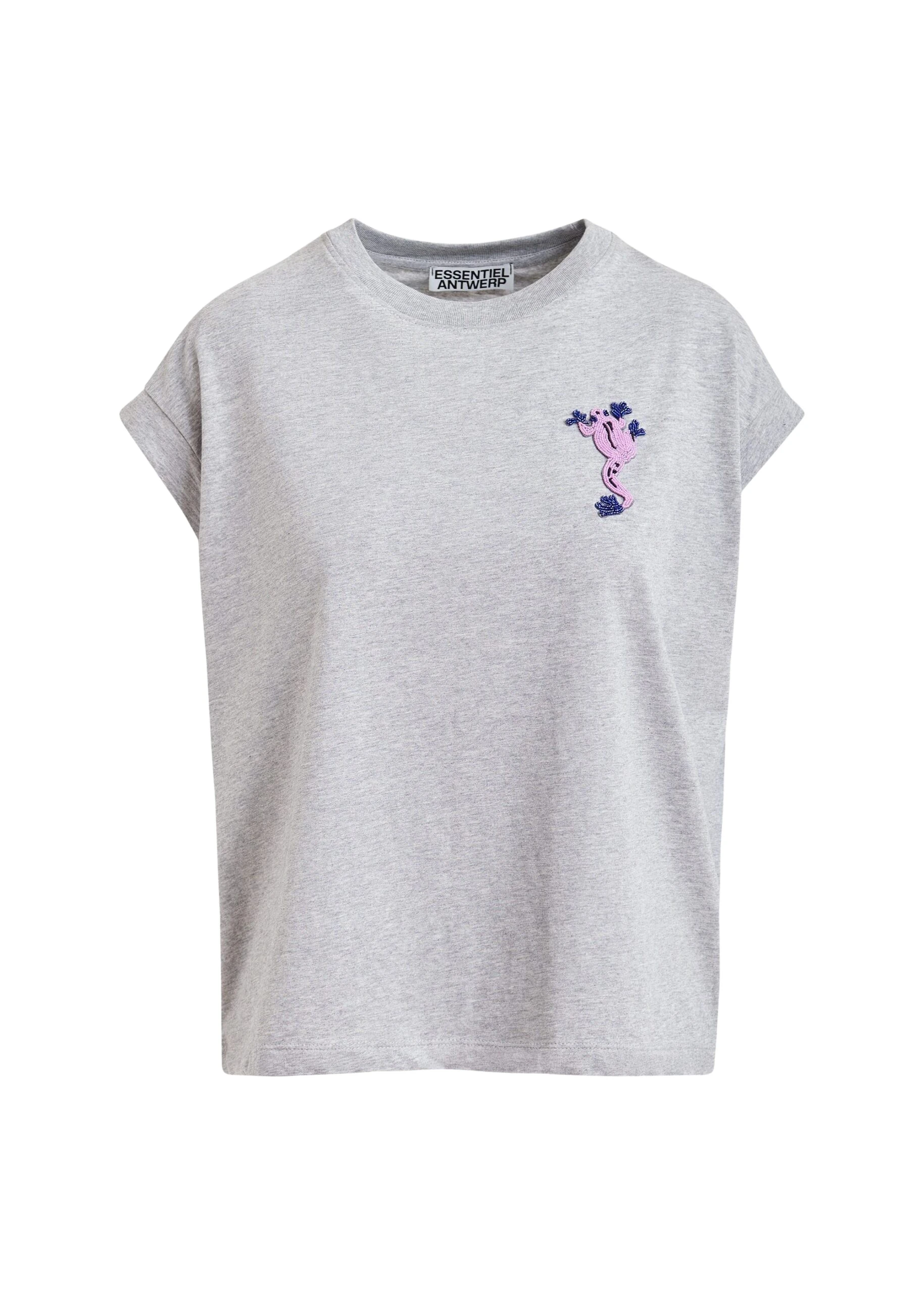 Grey-cotton-T-shirt-with-bead-embroidery-Essentiel-Antwerp-Shirts-scaled78095_nobg Essentiel Antwerp Grey cotton T-shirt with bead embroidery - Essentiel Antwerp Shirts - Colorful Belgian Design - Shop at Luxury Shoes