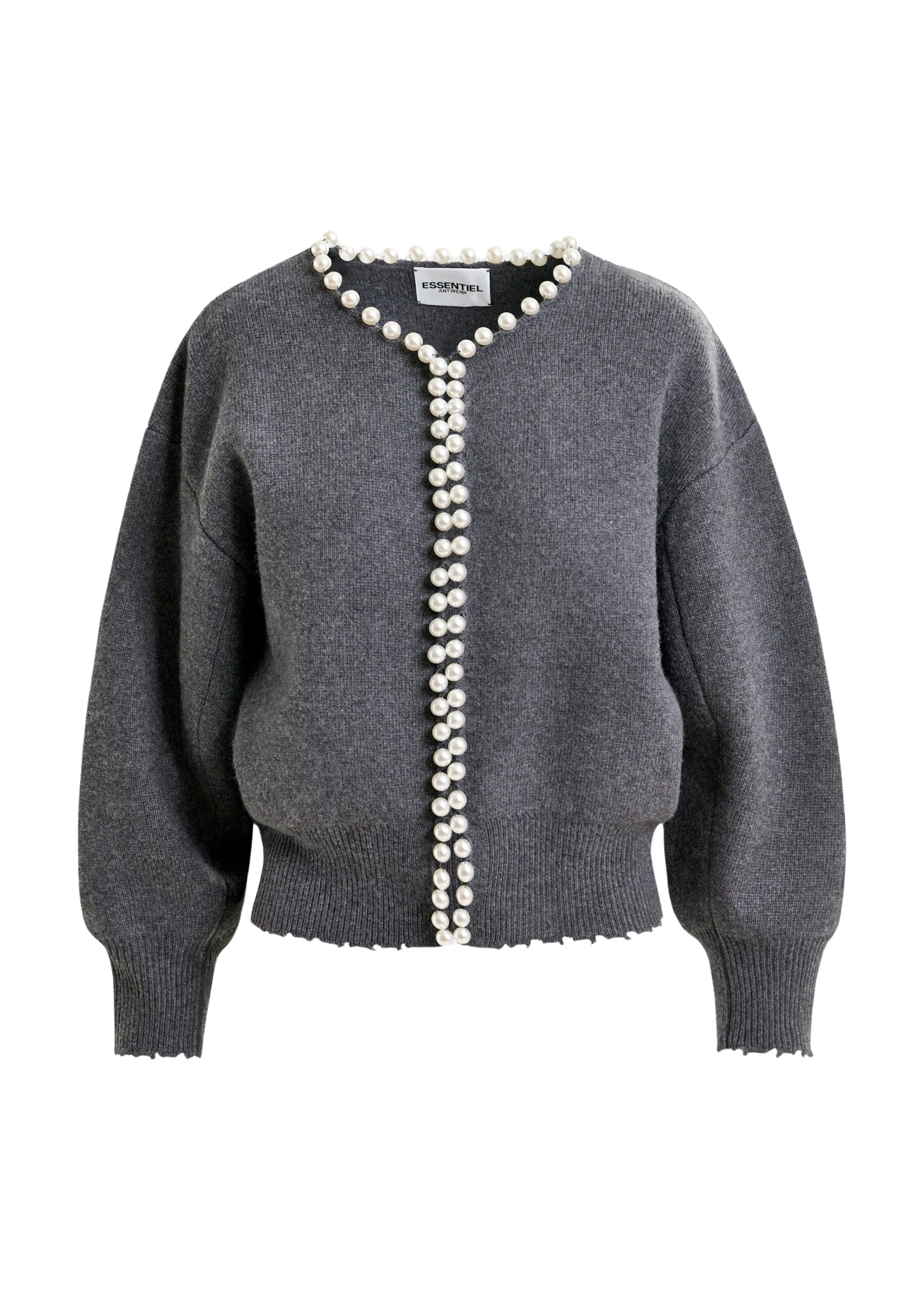 Essentiel Antwerp Grey pearl-embellished cardigan