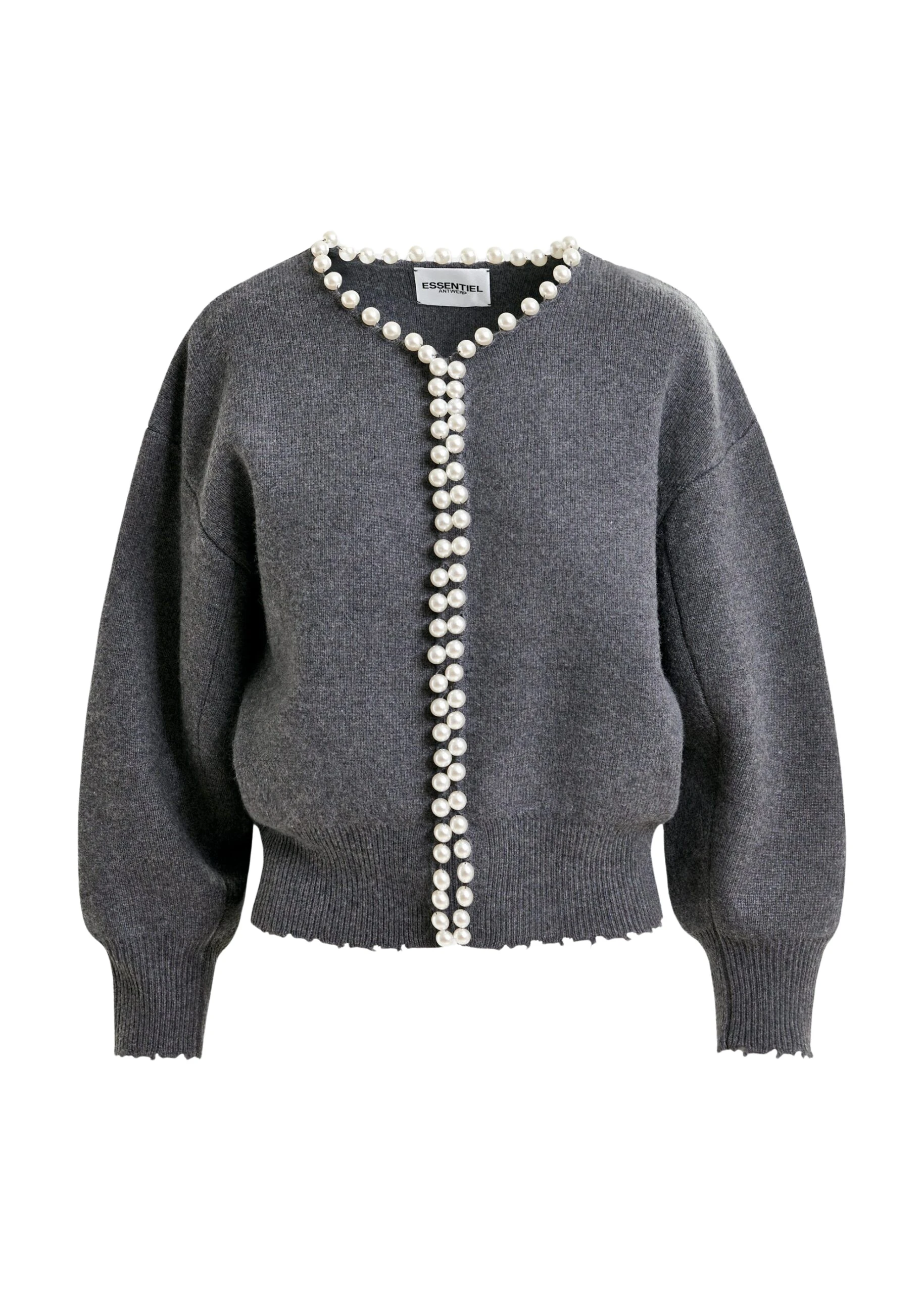 Grey-pearl-embellished-cardigan-Essentiel-Antwerp-Knitwear-scaled18546_nobg Essentiel Antwerp Grey pearl-embellished cardigan - Essentiel Antwerp Knitwear - Colorful Belgian Design - Shop at Luxury Shoes