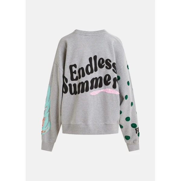 pink and black cotton sweatshirt with sequin embellishments - Essentiel Antwerp Shirts - Colorful Belgian Design - Shop at Luxury Shoes 