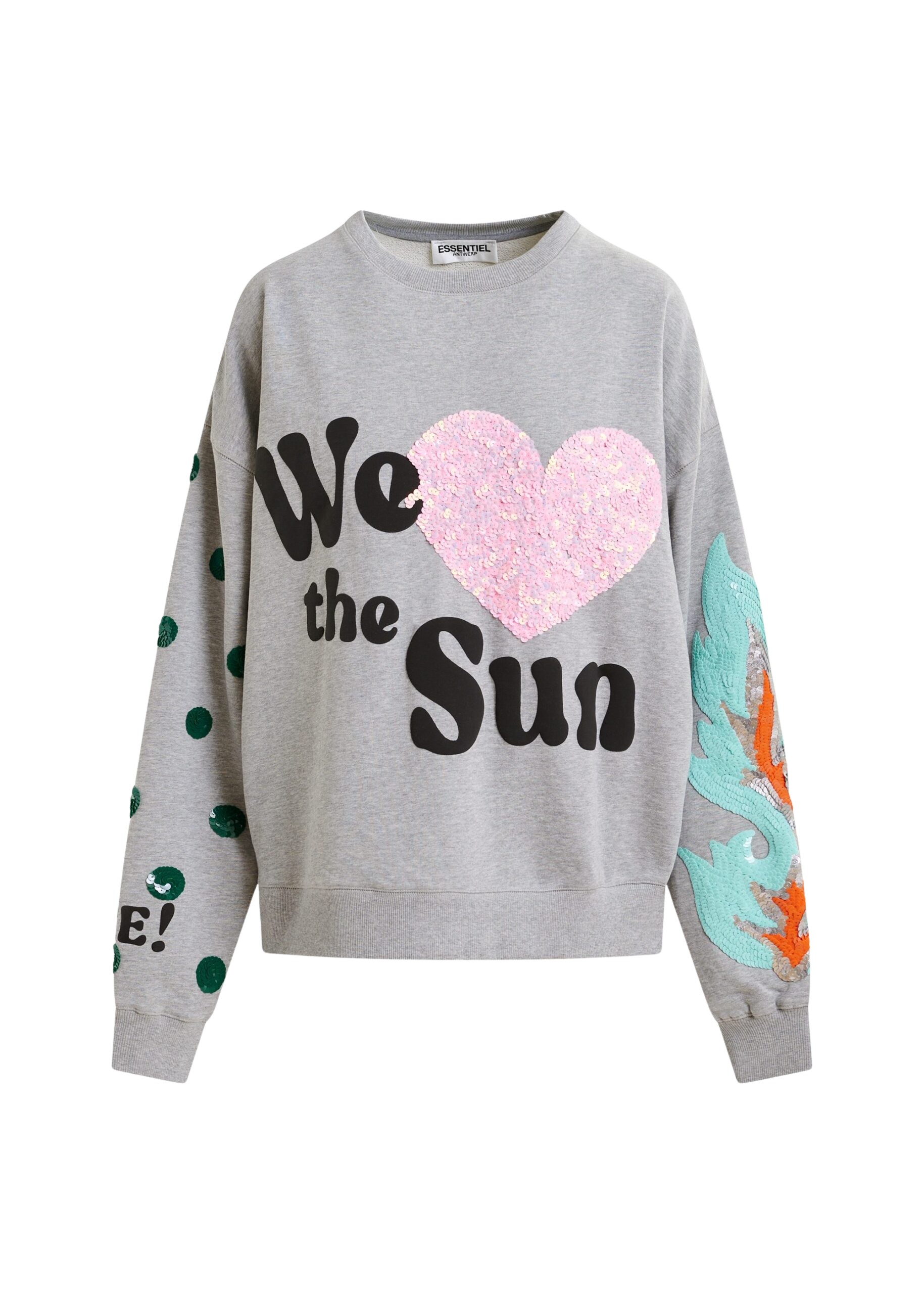 Essentiel Antwerp Grey, pink and black cotton sweatshirt with sequin embellishments Top