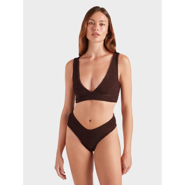 Metallic Chocolate - Hunza G Crinkle Swimwear - One Size - Shop at Luxury Shoes 