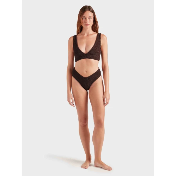 Metallic Chocolate - Hunza G Crinkle Swimwear - One Size - Shop at Luxury Shoes 