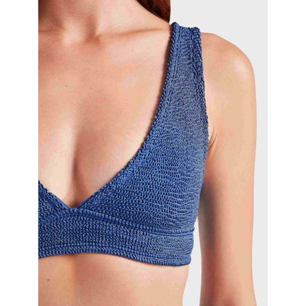 Metallic Denim - Hunza G Crinkle Swimwear - One Size - Shop at Luxury Shoes 