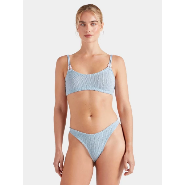 Metallic Ice Blue - Hunza G Crinkle Swimwear - One Size - Shop at Luxury Shoes 
