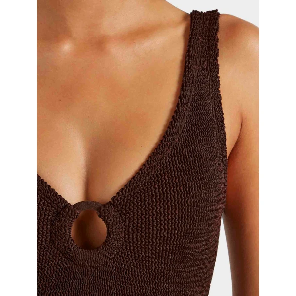 Metallic Chocolate - Hunza G Crinkle Swimwear - One Size - Shop at Luxury Shoes 