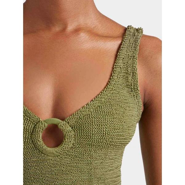 Metallic Moss - Hunza G Crinkle Swimwear - One Size - Shop at Luxury Shoes 