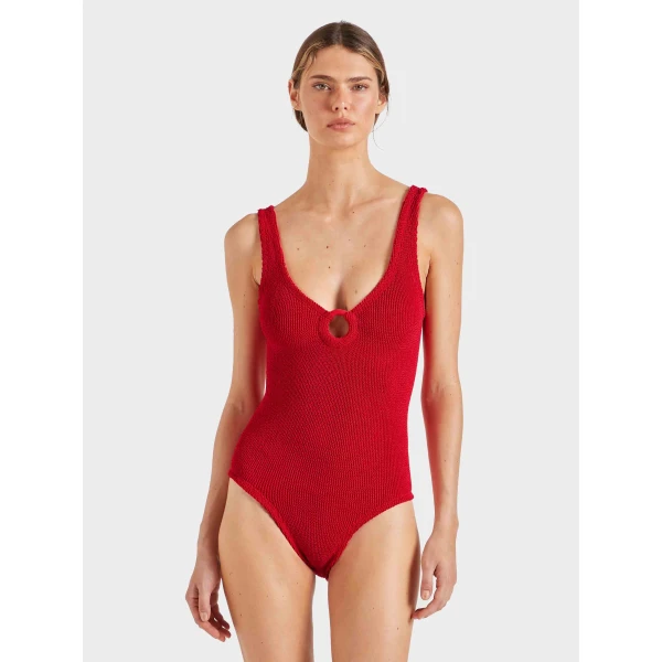 Red - Hunza G Crinkle Swimwear - One Size - Shop at Luxury Shoes 