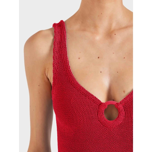 Red - Hunza G Crinkle Swimwear - One Size - Shop at Luxury Shoes 