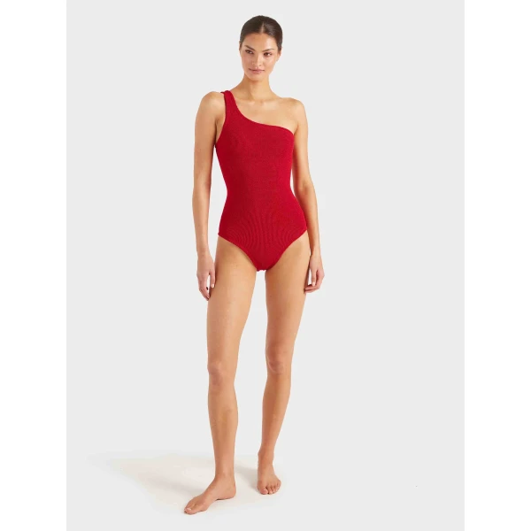 Red - Hunza G Crinkle Swimwear - One Size - Shop at Luxury Shoes 
