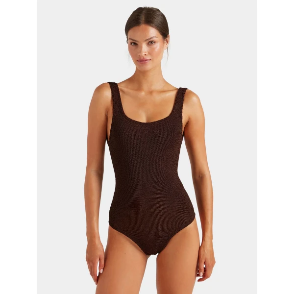 Metallic Chocolate - Hunza G Crinkle Swimwear - One Size - Shop at Luxury Shoes 