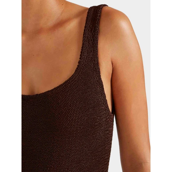 Metallic Chocolate - Hunza G Crinkle Swimwear - One Size - Shop at Luxury Shoes 