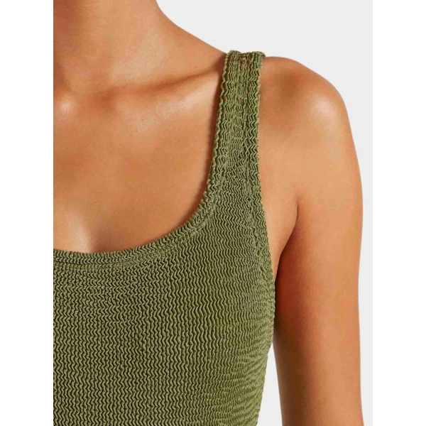 Metallic Moss - Hunza G Crinkle Swimwear - One Size - Shop at Luxury Shoes 