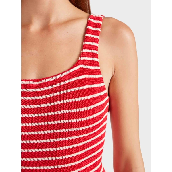 Red/White Stripe - Hunza G Crinkle Swimwear - One Size - Shop at Luxury Shoes 