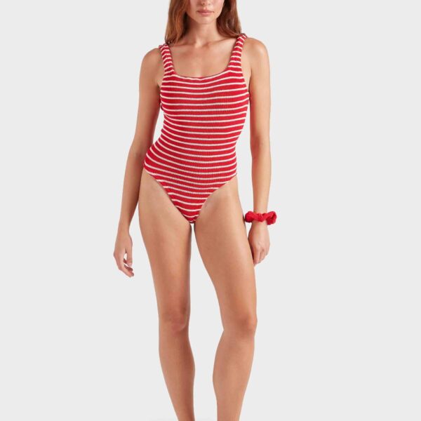 Hunza G Coverage Square Neck Swim
Red/White Stripe, view 6