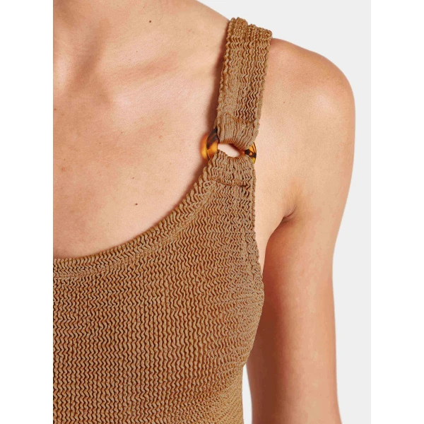 Metallic Cocoa - Hunza G Crinkle Swimwear - One Size - Shop at Luxury Shoes 