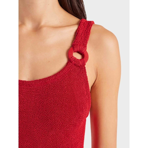 Red - Hunza G Crinkle Swimwear - One Size - Shop at Luxury Shoes 