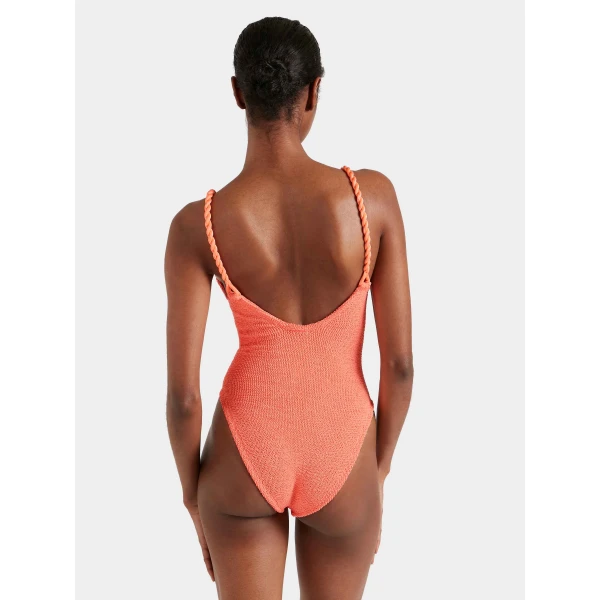 Metallic Coral - Hunza G Crinkle Swimwear - One Size - Shop at Luxury Shoes 