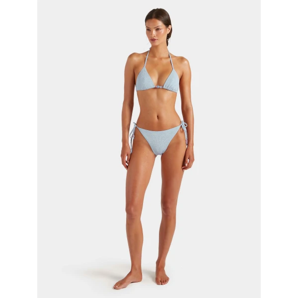 Metallic Ice Blue - Hunza G Crinkle Swimwear - One Size - Shop at Luxury Shoes 