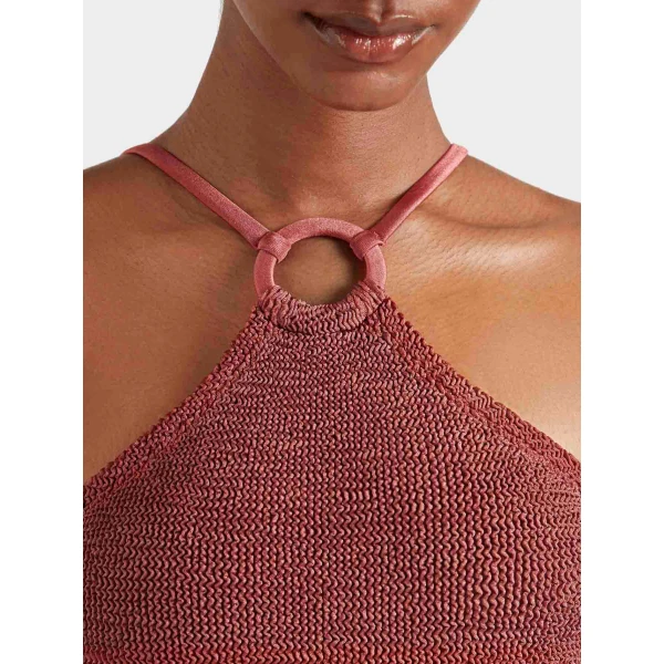 Metallic Rosewood - Hunza G Crinkle Swimwear - One Size - Shop at Luxury Shoes 