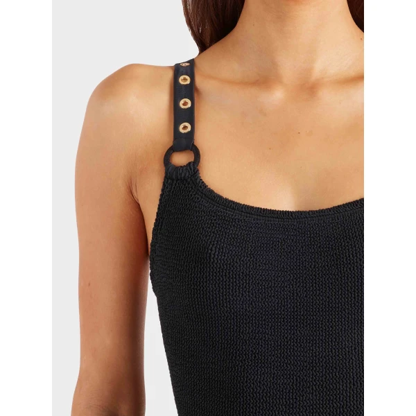 Black/Gold - Hunza G Crinkle Swimwear - One Size - Shop at Luxury Shoes 