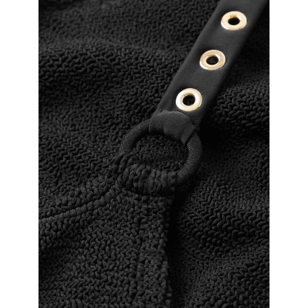Black/Gold - Hunza G Crinkle Swimwear - One Size - Shop at Luxury Shoes 