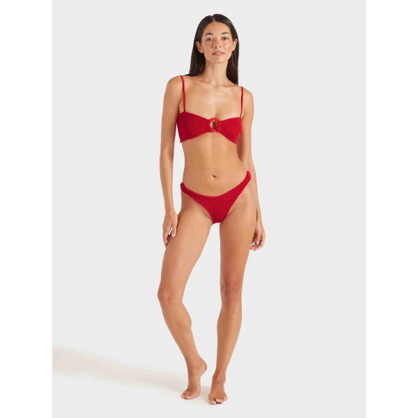 Red - Hunza G Crinkle Swimwear - One Size - Shop at Luxury Shoes 