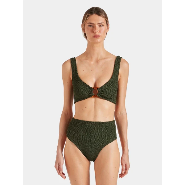 Metallic Khaki - Hunza G Crinkle Swimwear - One Size - Shop at Luxury Shoes 