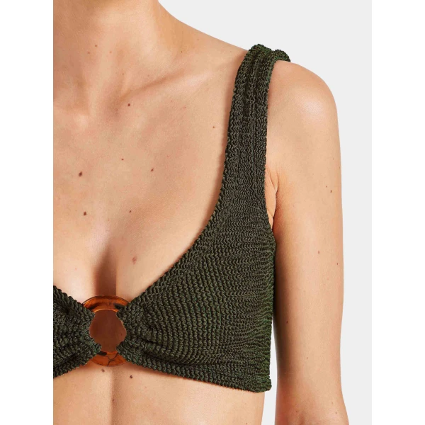 Metallic Khaki - Hunza G Crinkle Swimwear - One Size - Shop at Luxury Shoes 