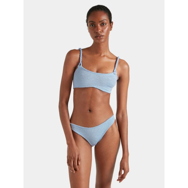 Metallic Ice Blue - Hunza G Crinkle Swimwear - One Size - Shop at Luxury Shoes 