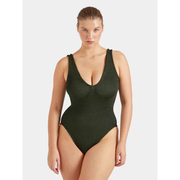 Metallic Khaki - Hunza G Crinkle Swimwear - One Size - Shop at Luxury Shoes 