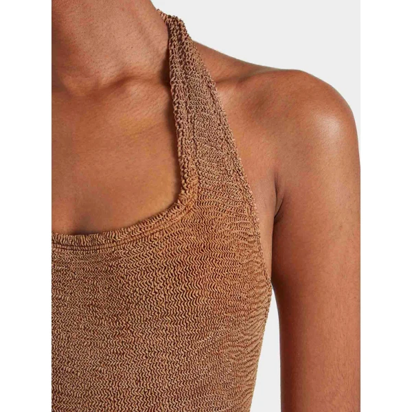 Metallic Cocoa - Hunza G Crinkle Swimwear - One Size - Shop at Luxury Shoes 