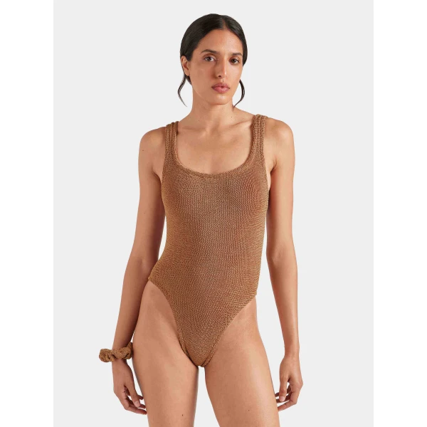 Metallic Cocoa - Hunza G Crinkle Swimwear - One Size - Shop at Luxury Shoes 