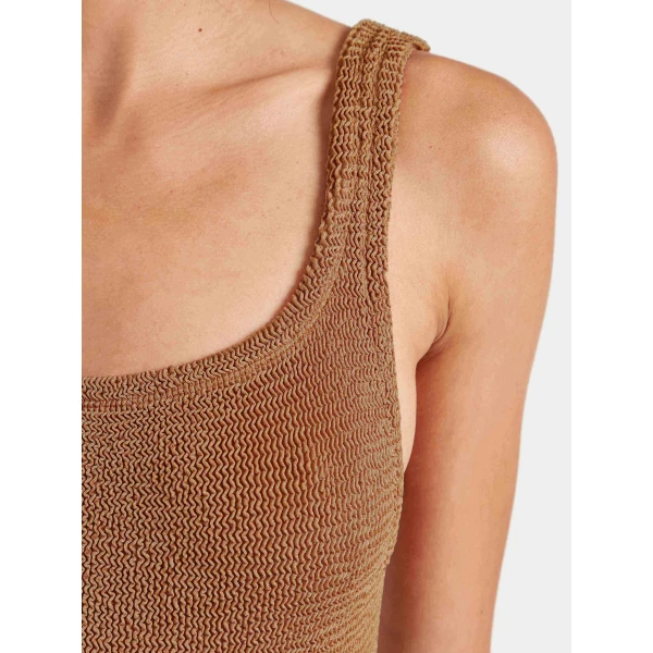 Metallic Cocoa - Hunza G Crinkle Swimwear - One Size - Shop at Luxury Shoes 