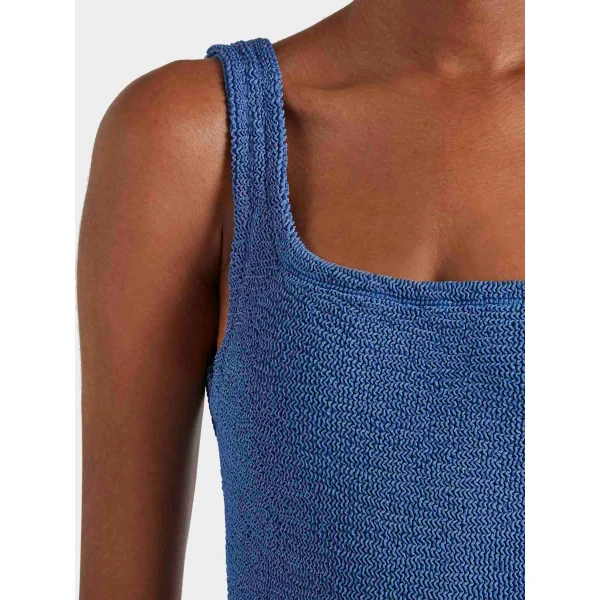 Metallic Denim - Hunza G Crinkle Swimwear - One Size - Shop at Luxury Shoes 