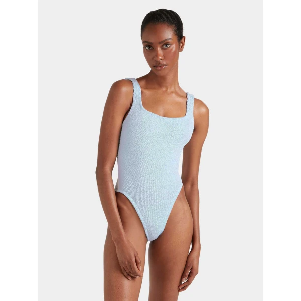 Metallic Ice Blue - Hunza G Crinkle Swimwear - One Size - Shop at Luxury Shoes 