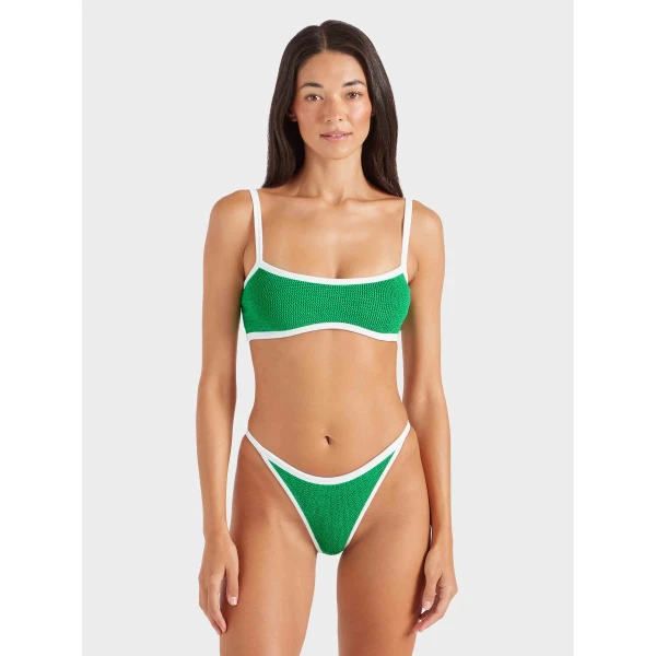 Emerald/White - Hunza G Crinkle Swimwear - One Size - Shop at Luxury Shoes 