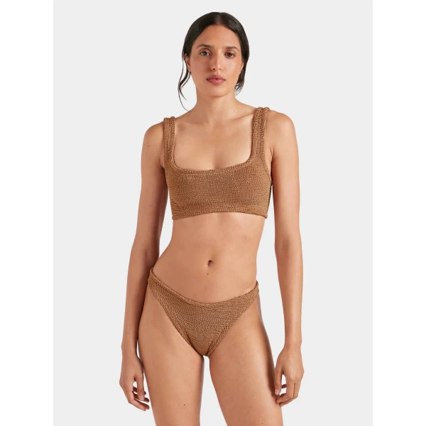Metallic Cocoa - Hunza G Crinkle Swimwear - One Size - Shop at Luxury Shoes 