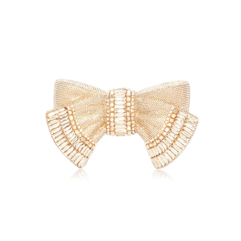 Judith Leiber Bow Deco Gems Champagne - Judith Leiber Crystal Clutch - Luxury Evening Bag - Shop at Luxury Shoes 