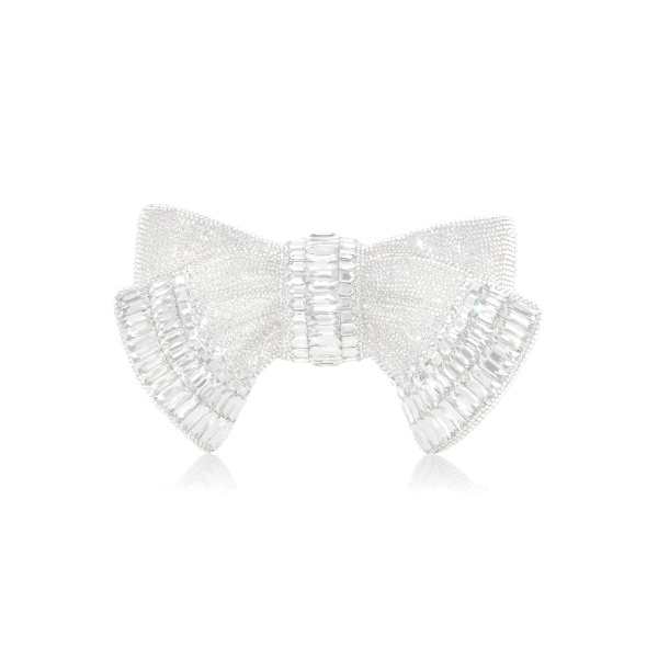 Judith Leiber Bow Deco Gems Silver - Judith Leiber Crystal Clutch - Luxury Evening Bag - Shop at Luxury Shoes 